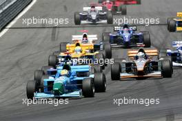 30.05.2004 Estoril, Portugal, Sunday 30 May 2004, Start of the race with Bernard Auinger, AUT,  Euronova, track, action, leading into the first corner - SUPERFUND EURO 3000 Championship Rd 2, Estoril, Portugal, PRT - SUPERFUND COPYRIGHT FREE editorial use only