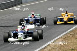 30.05.2004 Estoril, Portugal, Sunday 30 May 2004, Sven Heidfeld, GER, Zele Racing, in front of Norbert Siedler, AUT, ADM Motorsport, and Fausto Ippoliti, ITA, Draco Racing Jr. team, track, action - SUPERFUND EURO 3000 Championship Rd 2, Estoril, Portugal, PRT - SUPERFUND COPYRIGHT FREE editorial use only