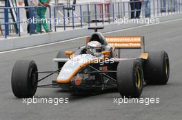 06.06.2004 Jerez, Spain, Sunday 06 June 2004, Mathias Lauda, AUT, Euro 3000 Traini Racing lost his front wing after he spun on the circuit and hit a wall - SUPERFUND EURO 3000 Championship Rd 3, Jerez, Spain, ESP - SUPERFUND COPYRIGHT FREE editorial use only