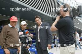 06.06.2004 Jerez, Spain, Sunday 06 June 2004, Niki Lauda and his son Mathias Lauda, AUT, Euro 3000 Traini Racing during a TV interview - SUPERFUND EURO 3000 Championship Rd 3, Jerez, Spain, ESP - SUPERFUND COPYRIGHT FREE editorial use only