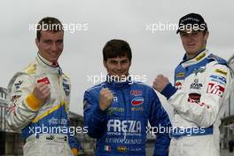 30.10.2004 Nurburgring, Germany, Saturday,  30 October 2004, The three drivers who can win the championship, Nicky Pastorelli, NED, Draco Racing Jr. Team, Fabrizio Del Monte, ITA, GP Racing and Norbert Siedler, AUT, ADM Motorsport - SUPERFUND EURO 3000 Championship Rd 9, Nurburgring, Germany, GER - SUPERFUND COPYRIGHT FREE editorial use only