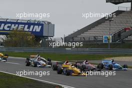 31.10.2004 Nurburgring, Germany, Sunday, 31 October 2004, Nicky Pastorelli, NED, Draco Racing Jr. Team Champion of the SUPERFUND EURO 3000 Championship leads into the first corner - SUPERFUND EURO 3000 Championship Rd 10, Nurburgring, Germany, GER - SUPERFUND COPYRIGHT FREE editorial use only