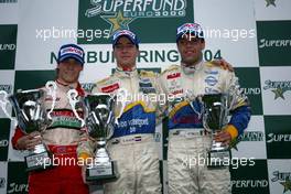 31.10.2004 Nurburgring, Germany, Sunday, 31 October 2004, 1st place Nicky Pastorelli, NED, Draco Racing Jr. Team Champion of the SUPERFUND EURO 3000 Championship , 2nd place Alex Lloyd, GBR, John Village Automotive and 3rd place Fausto Ippoliti, ITA, Draco Racing Jr. team - SUPERFUND EURO 3000 Championship Rd 10, Nurburgring, Germany, GER - SUPERFUND COPYRIGHT FREE editorial use only