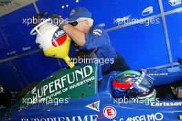 17.09.2004 Zolder, Belgium, Friday,  17 September 2004, Maxime Hodencq, BEL, GP Racing gets some more fuel - SUPERFUND EURO 3000 Championship Rd 8, Zolder, Belgium, BEL - SUPERFUND COPYRIGHT FREE editorial use only