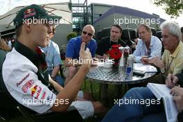 05.03.2004 Melbourne, Australia, F1, Friday, March, Christian Klien, AUT, Jaguar talks with the media. Formula 1 World Championship, Rd 1, Australian Grand Prix. www.xpb.cc, EMail: info@xpb.cc - copy of publication required for printed pictures. Every used picture is fee-liable. c Copyright: xpb.cc