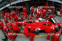 05.03.2004 Melbourne, Australia, F1, Friday, March, Ferrari pit stop practice. Formula 1 World Championship, Rd 1, Australian Grand Prix. www.xpb.cc, EMail: info@xpb.cc - copy of publication required for printed pictures. Every used picture is fee-liable. c Copyright: xpb.cc