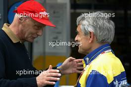 05.03.2004 Melbourne, Australia, F1, Friday, March, Niki Lauda, AUT, speaks with Pierre Dupasquier, FRA, Michelin, Chief. Formula 1 World Championship, Rd 1, Australian Grand Prix. www.xpb.cc, EMail: info@xpb.cc - copy of publication required for printed pictures. Every used picture is fee-liable. c Copyright: Kucera / xpb.cc - LEGAL NOTICE: THIS PICTURE IS NOT FOR AUSTRIA PRINT USE, KEINE PRINT BILDNUTZUNG IN OESTERREICH!