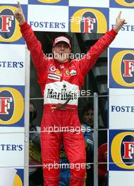 07.03.2004 Melbourne, Australia, F1, Sunday, March, Podium, Michael Schumacher, GER, Ferrari, Portrait, after winning the race, Formula 1 World Championship, Rd 1, Australian Grand Prix. www.xpb.cc, EMail: info@xpb.cc - copy of publication required for printed pictures. Every used picture is fee-liable. c Copyright: xpb.cc