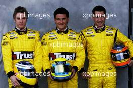04.03.2004 Melbourne, Australia, F1, Thursday, March, Formula 1 Driver Portraits, Nick Heidfeld, GER, Jordan with Giorgio Pantano, ITA, Jordan and Timo Glock, GER, Test Driver Jordan. Formula 1 World Championship, Rd 1, Australian Grand Prix. www.xpb.cc, EMail: info@xpb.cc - copy of publication required for printed pictures. Every used picture is fee-liable. c Copyright: xpb.cc