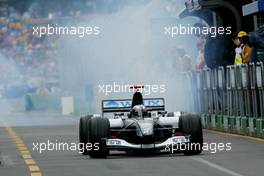 06.03.2004 Melbourne, Australia, F1, Saturday, March, Gianmaria Bruni, ITA,  Minardi smoke pores out of the car as he retuns back to the pit.  Practice, Formula 1 World Championship, Rd 1, Australian Grand Prix. www.xpb.cc, EMail: info@xpb.cc - copy of publication required for printed pictures. Every used picture is fee-liable. c Copyright: xpb.cc