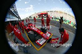 06.03.2004 Melbourne, Australia, F1, Saturday, March, Practice, Michael Schumacher, GER, Scuderia Ferrari Marlboro, F2004, Action, Track practices stopping in the pit lane. Formula 1 World Championship, Rd 1, Australian Grand Prix. www.xpb.cc, EMail: info@xpb.cc - copy of publication required for printed pictures. Every used picture is fee-liable. c Copyright: xpb.cc