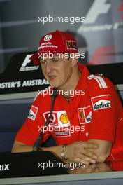 04.03.2004 Melbourne, Australia, F1, Thursday, March,Official FIA Press conference, Michael Schumacher, GER, Ferrari. Formula 1 World Championship, Rd 1, Australian Grand Prix. www.xpb.cc, EMail: info@xpb.cc - copy of publication required for printed pictures. Every used picture is fee-liable. c Copyright: xpb.cc