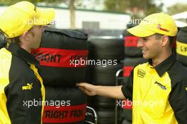 04.03.2004 Melbourne, Australia, F1, Thursday, March, Nick Heidfeld, GER, Jordan and Timo Glock, GER, Test Driver Jordan. Formula 1 World Championship, Rd 1, Australian Grand Prix. www.xpb.cc, EMail: info@xpb.cc - copy of publication required for printed pictures. Every used picture is fee-liable. c Copyright: reporter images / xpb.cc - LEGAL NOTICE: THIS PICTURE IS NOT FOR GREECE PRINT USE, KEINE PRINT BILDNUTZUNG IN GRIECHENLAND!