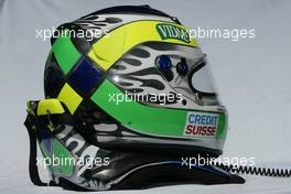 04.03.2004 Melbourne, Australia, F1, Thursday, March, Giancarlo Fisichella, ITA Helmet with HANS, H.A.N.S. - Head And Neck Support. Formula 1 World Championship, Rd 1, Australian Grand Prix. www.xpb.cc, EMail: info@xpb.cc - copy of publication required for printed pictures. Every used picture is fee-liable. c Copyright: photo4 / xpb.cc - LEGAL NOTICE: THIS PICTURE IS NOT FOR ITALY  AND GREECE  PRINT USE, KEINE PRINT BILDNUTZUNG IN ITALIEN  UND  GRIECHENLAND! 