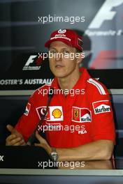 04.03.2004 Melbourne, Australia, F1, Thursday, March,Official FIA Press conference, Michael Schumacher, GER, Ferrari . Formula 1 World Championship, Rd 1, Australian Grand Prix. www.xpb.cc, EMail: info@xpb.cc - copy of publication required for printed pictures. Every used picture is fee-liable. c Copyright: xpb.cc