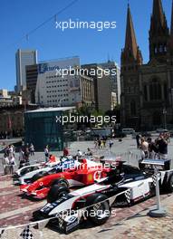 02.03.2004 Melbourne, Australia, F1, Tuesday, March, Feature, City, F1 Cars in front of the Exebition Hall, in the back St. Pauls Cat., Formula 1 World Championship, Rd 1, Australian Grand Prix preperations. www.xpb.cc, EMail: info@xpb.cc - copy of publication required for printed pictures. Every used picture is fee-liable. c Copyright: xpb.cc