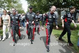 03.03.2004 Melbourne, Australia, F1, Wednesday, March, The new Minardi Driver line up, L-R Tiago Monteiro, POR, Bas Leinders, BEL, Zolt Baumgartner, HUN and Gianmaria Bruni, ITA, Minardi. Formula 1 World Championship, Rd 1, Australian Grand Prix preparations. www.xpb.cc, EMail: info@xpb.cc - copy of publication required for printed pictures. Every used picture is fee-liable. c Copyright: xpb.cc