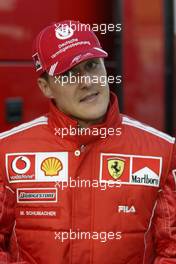 22.01.2004 Granollers, Spain, Michael Schumacher, GER, Ferrari taking part in his first test after the Japanese Grand Prix. Thursday, January testing at the Circuit de Catalunya, Barclona, Spanien, Testfahrten