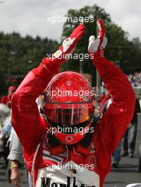 29.08.2004 Spa-Francorchamps, Belgium, F1, Sunday, August, Park ferme, Michael Schumacher, GER, Ferrari winning the championship - Formula 1 World Championship, Podium, Rd 14, Belgium Grand Prix, BEL, Belgium