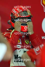 02.04.2004 Manama, Bahrain, F1, Friday, April, Michael Schumacher, GER, Scuderia Ferrari Marlboro, F2004, Pitlane, Box, Garage, Portrait, practice, Formula 1 World Championship, Rd 3, Bahrain Grand Prix, BHR