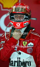 03.04.2004 Manama, Bahrain, F1, Saturday, April, Michael Schumacher, GER, Scuderia Ferrari Marlboro, F2004, Pitlane, Box, Garage, Portrait, practice, Formula 1 World Championship, Rd 3, Bahrain Grand Prix, BHR