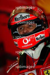 03.04.2004 Manama, Bahrain, F1, Saturday, April, Michael Schumacher, GER, Scuderia Ferrari Marlboro, F2004, Pitlane, Box, Garage Official FIA Press Conference, Formula 1 World Championship, Rd 3, Bahrain Grand Prix, BHR