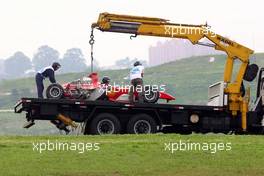 23.10.2004 Interlagos, Brazil, F1, Saturday, October, Michael Schumacher, GER, Ferrari Crashed - Formula 1 World Championship, Rd 18, Brazilian Grand Prix, BRA, Brazil, Practice