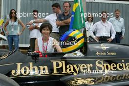 24.10.2004 Interlagos, Brazil, F1, Sunday, October, Bruno Senna, Nephew of Ayrton Senna drives Senna's old 1986 Lotus - Formula 1 World Championship, Rd 18, Brazilian Grand Prix, BRA, Brazil