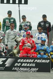 24.10.2004 Interlagos, Brazil, F1, Sunday, October, Michael Schumacher, GER, Ferrari and Ralf Schumacher, GER, BMW WilliamsF1 with "donkey" from www.donkeydoesf1.co.uk - Formula 1 World Championship, Rd 18, Brazilian Grand Prix, BRA, Brazil