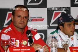 21.10.2004 Interlagos, Brazil, F1, Thursday, October, Rubens Barrichello, BRA, Ferrari and Felipe Massa, BRA, Sauber in a Bridgestone press conference - Formula 1 World Championship, Rd 18, Brazilian Grand Prix, BRA, Brazil