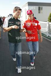 11.06.2004 Montreal, Canada, F1, Friday, June, Mark Webber, AUS, Jaguar and Michael Schumacher, GER, Ferrari - Formula 1 World Championship, Rd 8, Canadian Grand Prix, Canada, CAN