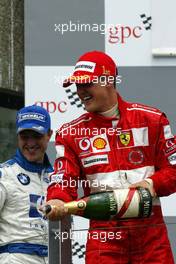 13.06.2004 Montreal, Canada, F1, Sunday, June, Michael Schumacher, GER, Ferrari and Ralf Schumacher, GER, BMW WilliamsF1 - Formula 1 World Championship, Podium, Rd 8, Canadian Grand Prix, Canada, CAN