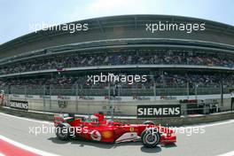 07.05.2004 Barcelona, Spain, F1, Friday, May, Rubens Barrichello, BRA, Scuderia Ferrari Marlboro, F2004, Action, Track  - Formula 1 World Championship, Rd 5, Marlboro Spanish Grand Prix,  ESP