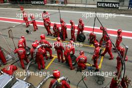 09.05.2004 Barcelona, Spain, F1, Sunday, May, PITSTOP, Ferrari Mechanics wait on the car - Formula 1 World Championship, Rd 5, Marlboro Spanish Grand Prix Race, ESP