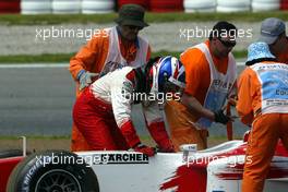 09.05.2004 Barcelona, Spain, F1, Sunday, May, Olivier Panis, FRA, Toyota retired from the race - Formula 1 World Championship, Rd 5, Marlboro Spanish Grand Prix Race, ESP