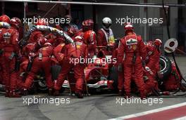 09.05.2004 Barcelona, Spain, F1, Sunday, May, Michael Schumacher, GER, Scuderia Ferrari Marlboro, F2004, Action, Track, PITSTOP - Formula 1 World Championship, Rd 5, Marlboro Spanish Grand Prix Race, ESP