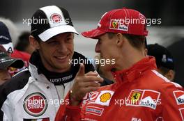 09.05.2004 Barcelona, Spain, F1, Sunday, May, Jenson Button, GBR, BAR Honda and Michael Schumacher, GER, Ferrari - Formula 1 World Championship, Rd 5, Marlboro Spanish Grand Prix,  ESP