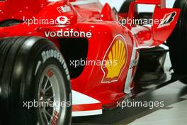 26.01.2004 Maranello, Italy, Season 2004 Car Launch of Scuderia Ferrari Marlboro, Technical details, side, air, winglets, Ferrari present the new Ferrari F2004 at the Vecchia Meccanica building, Ferrari factory, Italien, Präsentation