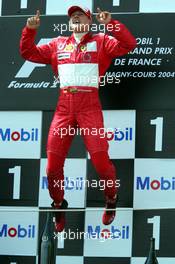 04.07.2004 Magny Cours, France, F1, Sunday, July, Michael Schumacher, GER, Ferrari - Formula 1 World Championship, Podium, Rd 10, Grand Prix de France, Circuit Nevers, FRA