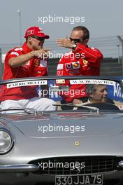 04.07.2004 Magny Cours, France, F1, Sunday, July, Michael Schumacher, GER, Ferrari and Rubens Barrichello, BRA, Ferrari - Formula 1 World Championship, Rd 10, Grand Prix de France, Circuit Nevers, FRA