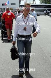 01.07.2004 Magny Cours, France, F1, Thursday, July, Michael Schumacher, GER, Ferrari, arrives at the track - Formula 1 World Championship, Rd 10, Grand Prix de France, Circuit Nevers, FRA