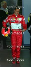 10.07.2004 Silverstone, England, F1, Saturday, July, after his lap, Michael Schumacher, GER, Ferrari, in the box of FIA - Formula 1 World Championship, Rd 11, British Grand Prix, Qualifying, Silverstone, GBR