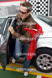 08..07.2004 Silverstone, England, F1, Thursday, July, Michael Schumacher, GER, Ferrari, arriving at the track - Formula 1 World Championship, Rd 11, British Grand Prix, Silverstone, GBR