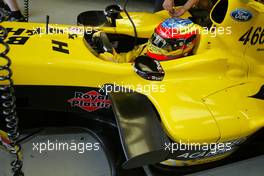 23.07.2004 Hockenheim, Germany, F1, Friday, July, Timo Glock, GER, Test Driver Jordan with a new wing on the side of the car - Formula 1 World Championship, Rd 12, Practice, Grosser Mobil 1 Preis von Deutschland, GER, Hockenheimring Baden-Württemberg