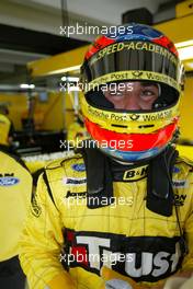 23.07.2004 Hockenheim, Germany, F1, Friday, July, Timo Glock, GER,Test Driver, Jordan  Ford, EJ14, Pitlane, Box, Garage - Formula 1 World Championship, Rd 12, Practice, Grosser Mobil 1 Preis von Deutschland, GER, Hockenheimring Baden-Württemberg