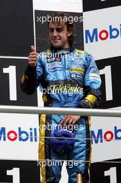 25.07.2004 Hockenheim, Germany, F1, Sunday. July, Fernando Alonso, ESP, Renault F1 Team - Formula 1 World Championship, Rd 12, Podium, Grosser Mobil 1 Preis von Deutschland, GER, Hockenheimring Baden-Württemberg