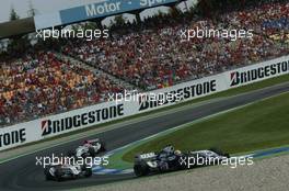 25.07.2004 Hockenheim, Germany, F1, Sunday. July, Antonio Pizzonia, BRA, Williams F1, Takuma Sato, JPN,  BAR Honda, Jenson Button, GBR, Lucky Strike BAR Honda, BAR006, Action, Track - Formula 1 World Championship, Rd 12, Race, Grosser Mobil 1 Preis von Deutschland, GER, Hockenheimring Baden-Württemberg