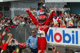 25.07.2004 Hockenheim, Germany, F1, Sunday. July, FINISH, Michael Schumacher, GER, Scuderia Ferrari Marlboro, F2004, Action, Track - Formula 1 World Championship, Rd 12, Race, Grosser Mobil 1 Preis von Deutschland, GER, Hockenheimring Baden-Württemberg