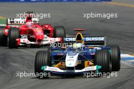 25.07.2004 Hockenheim, Germany,  F1, Sunday, Giancarlo Fisichella (ITA), Sauber Petronas C23, in front of Rubens Barrichello (BRA), Scuderia Ferrari Marlboro F2004 - Formula 1 World Championship, Rd 12, Grosser Mobil 1 Preis von Deutschland, GER, Hockenheimring Baden-Württemberg