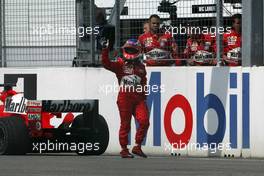 25.07.2004 Hockenheim, Germany, F1, Sunday. July, Rubens Barrichello, BRA, Ferrari had a flat tyre at the end of the race - Formula 1 World Championship, Rd 12, Race, Grosser Mobil 1 Preis von Deutschland, GER, Hockenheimring Baden-Württemberg